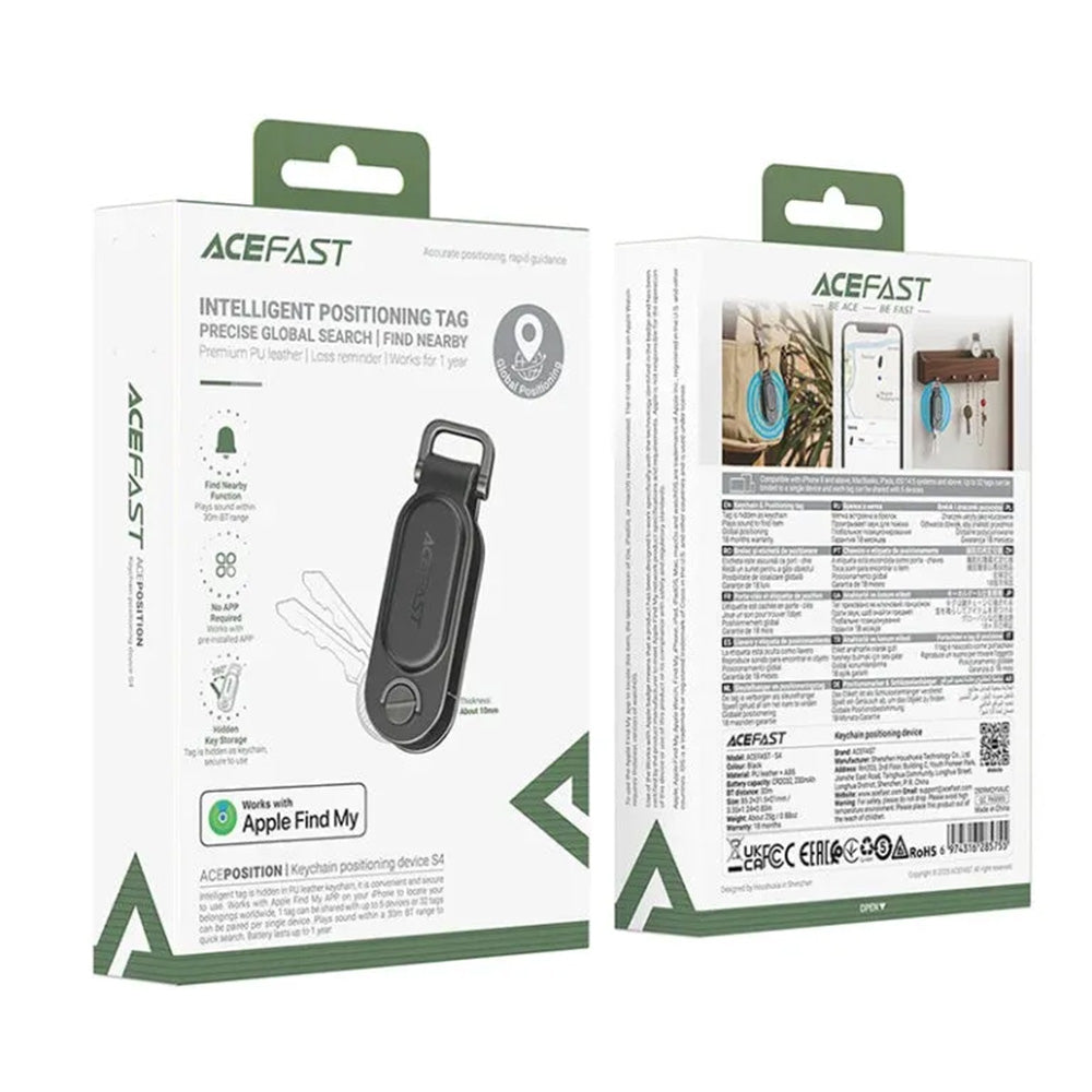 Acefast SmartTag Keychain SS pentru iOS Series, Negru