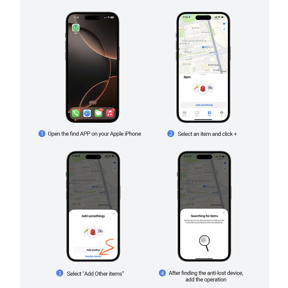 Acefast SmartTag S1 pentru iOS Series, Set 4 bucati, Gri