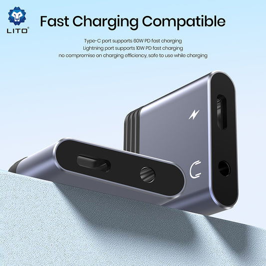 Adaptor Audio Lightning - Lightning / 3.5mm Lito LA04L, Negru