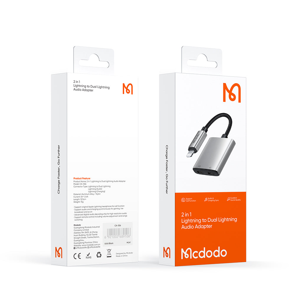 Adaptor Audio Lightning - Lightning / Lightning McDodo CA-5560 Wales, Gri