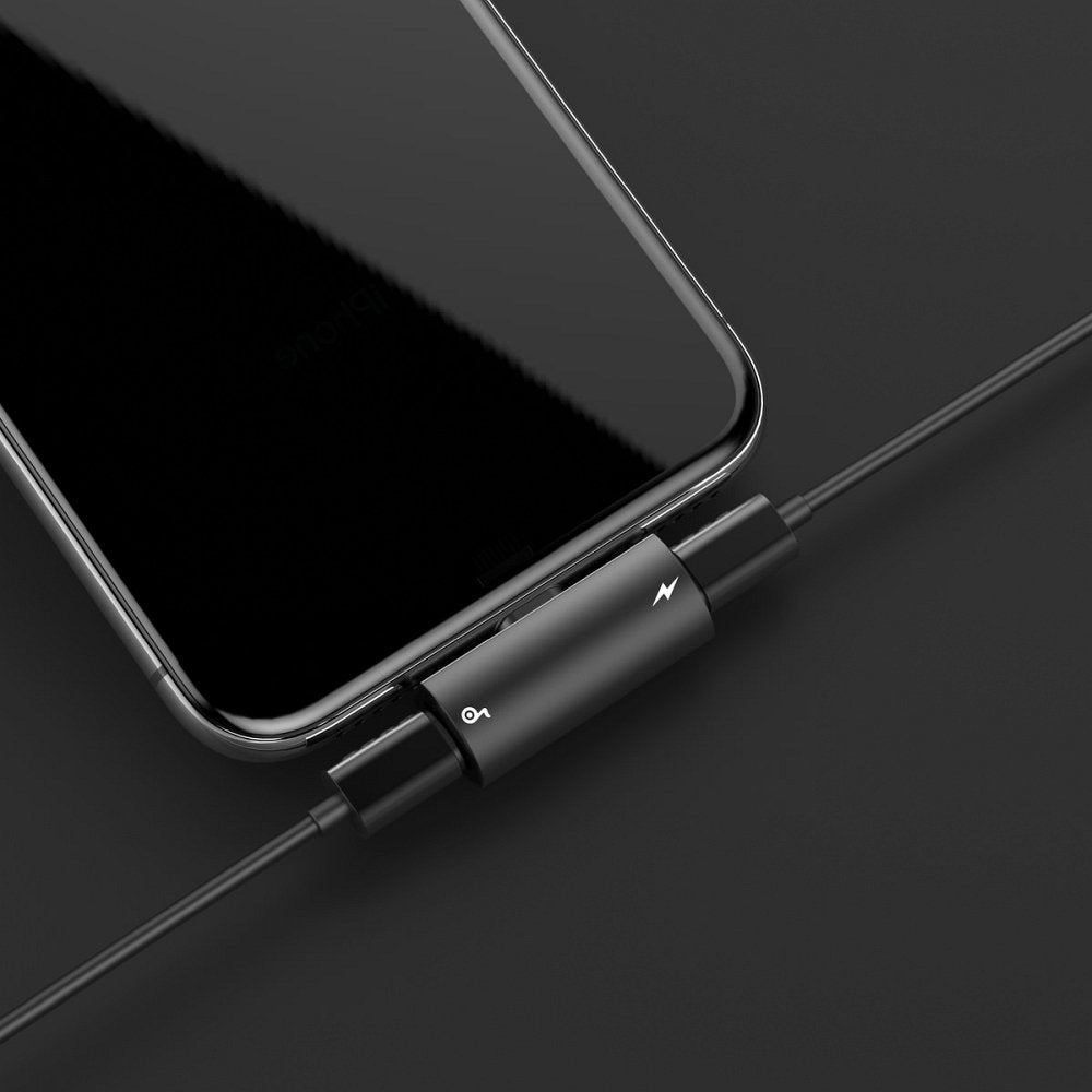 Baseus Audio-Adapter Lightning auf Lightning | Schwarz | Laden & Musik