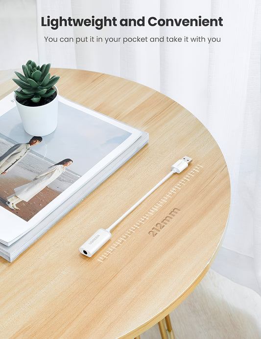 Adaptor Audio UGREEN US206, USB-A - 3.5mm, Alb