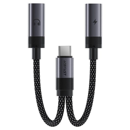 Adaptor Audio USB-C - 2 x USB-C Acefast J14, Negru
