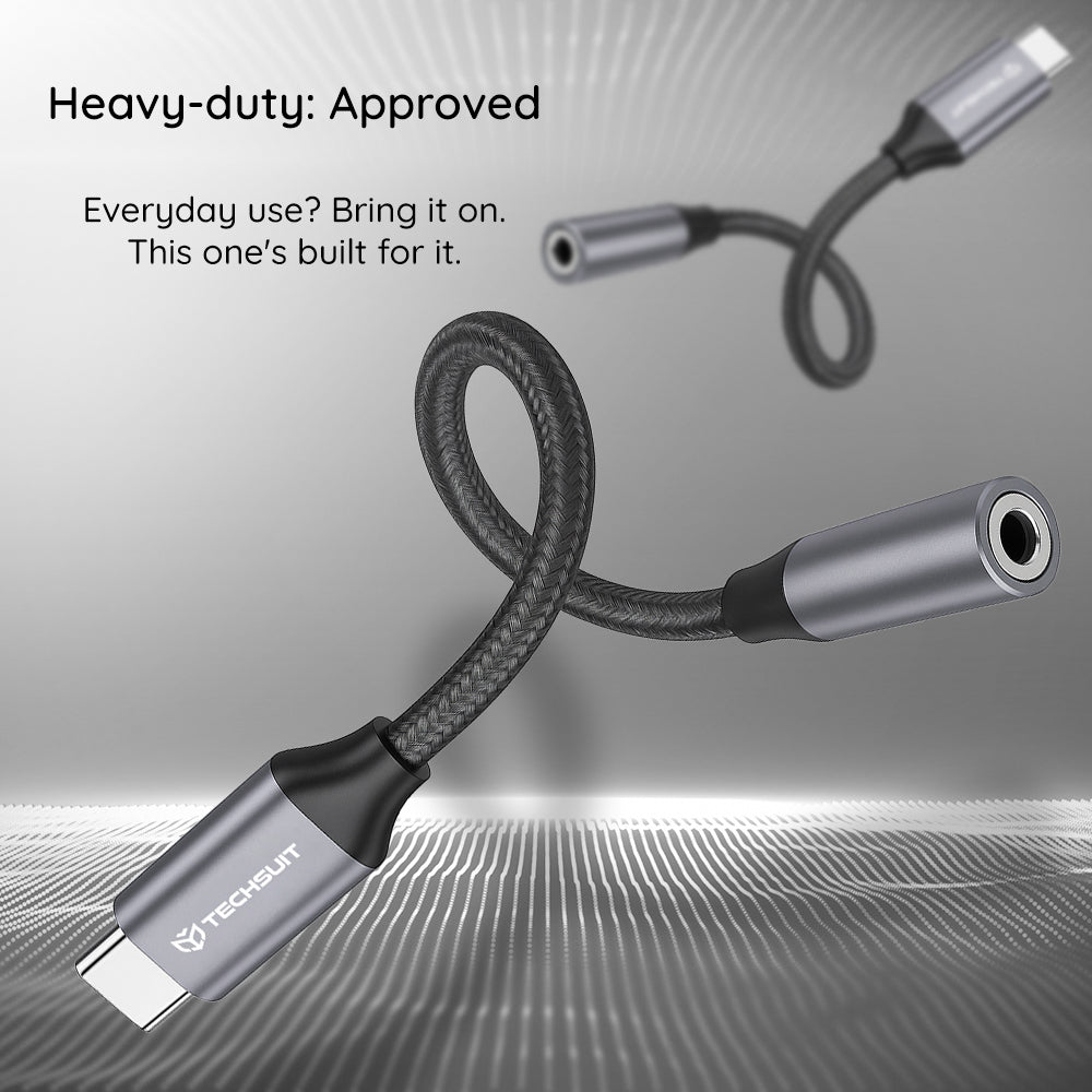 Adaptor Audio USB-C - 3.5mm Techsuit AC12 FuseXound, Gri, Set 2 bucati