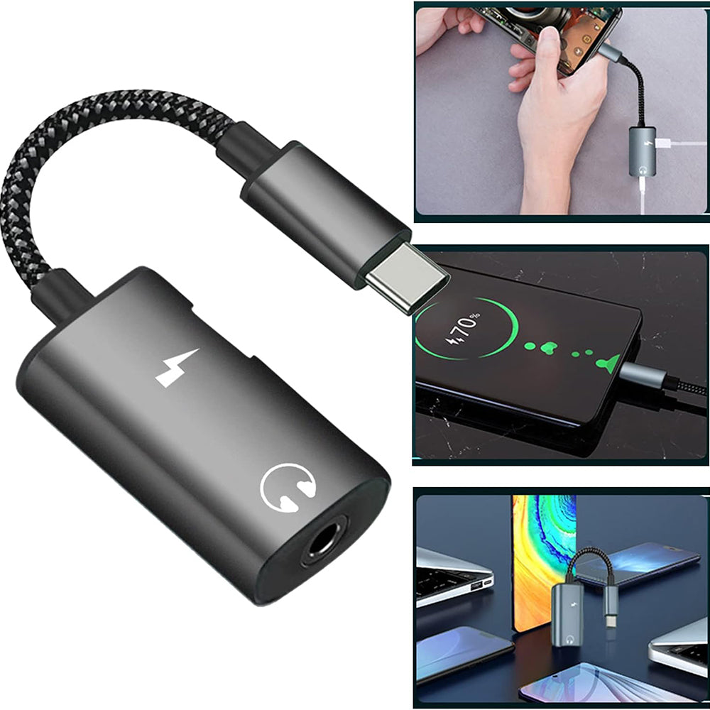 Adaptor Audio USB-C - USB-C / 3.5mm Techsuit AC22 AcustiCore, Gri