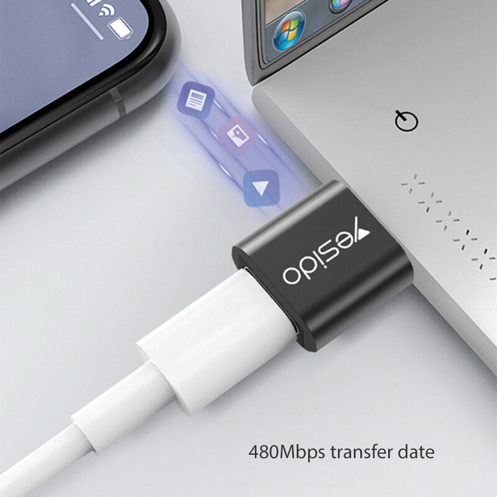 Adaptor Date si Incarcare USB-C - USB-A Yesido GS09, Negru