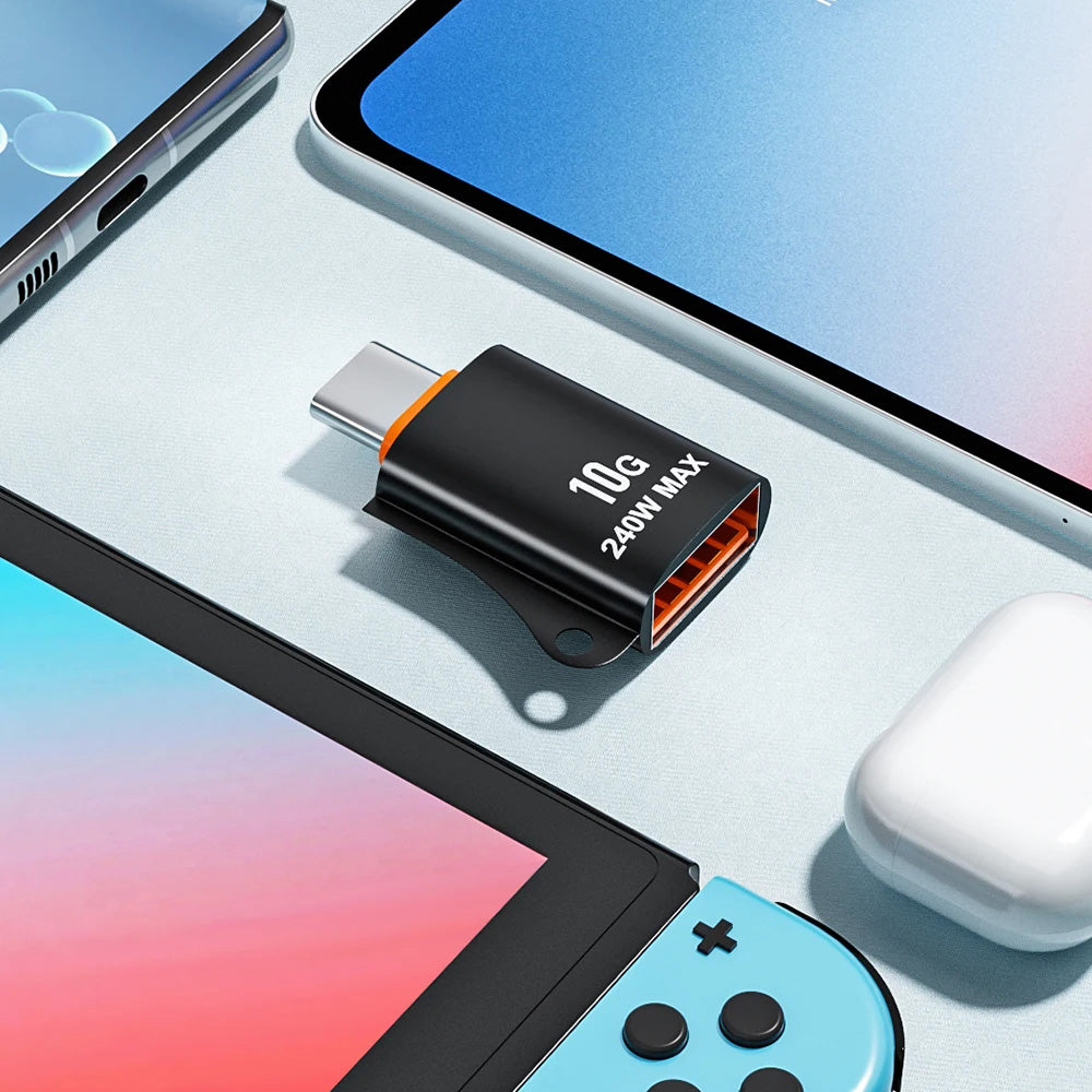Adaptor OTG USB-C - USB-A Techsuit A1 HyperPort, Negru Portocaliu