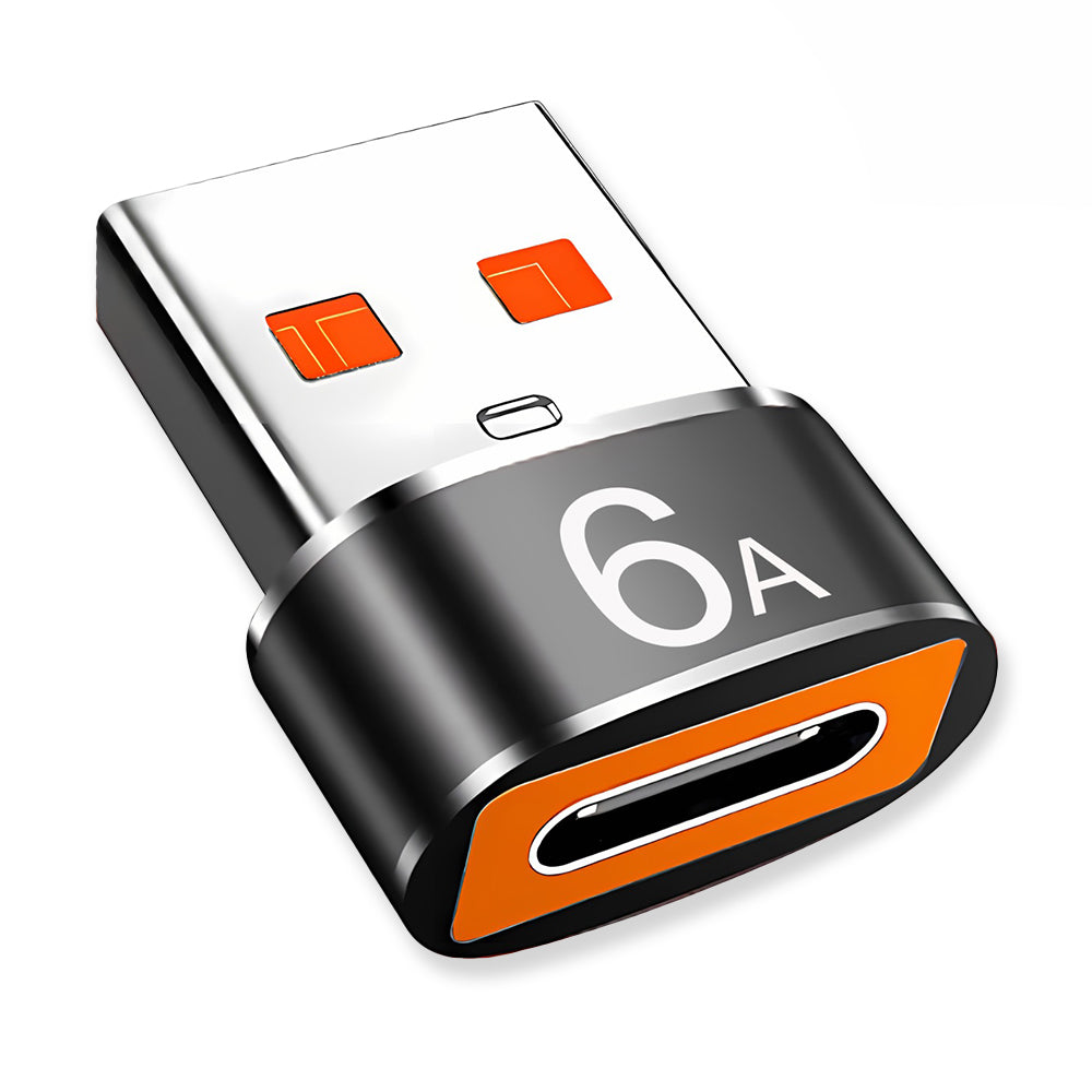 Adaptor Date si Incarcare USB-C - USB-A Techsuit A4 HyperPort, Negru Portocaliu