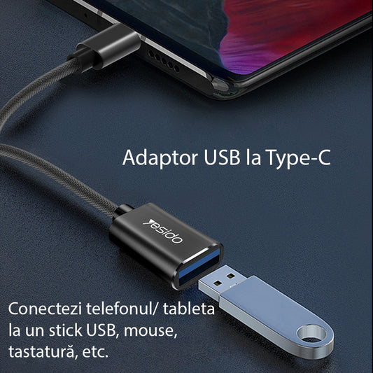 Adaptor OTG USB-C - USB-A Yesido GS01, Negru