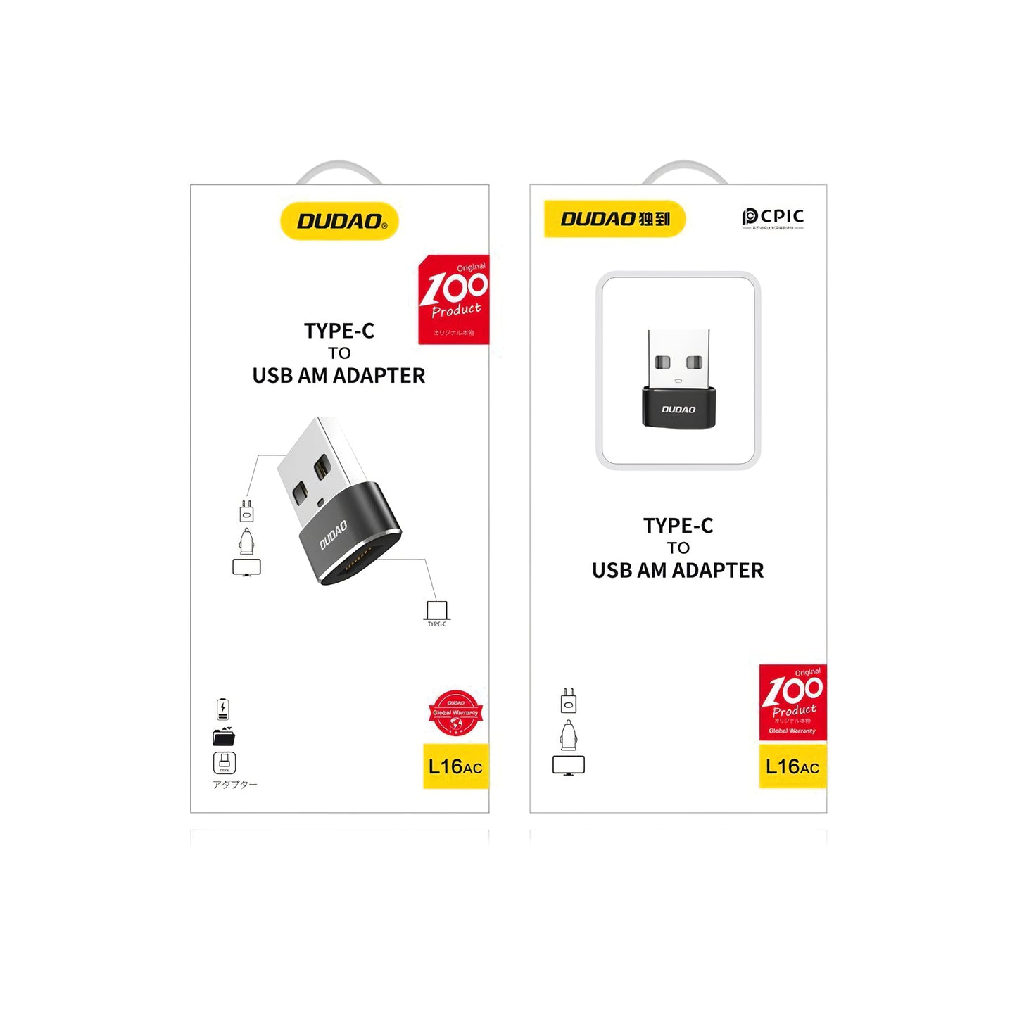 Adaptor Date si Incarcare USB-C - USB-A Dudao L16AC, Negru