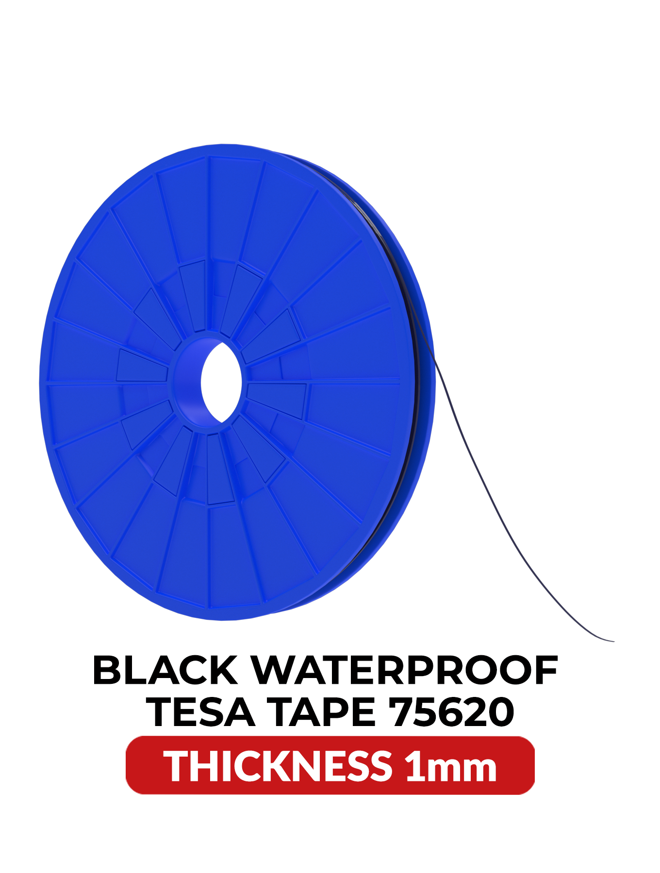 Banda Adeziva Tesa, 1mm, 25m, Acrilic, Neagra, Impermeabil