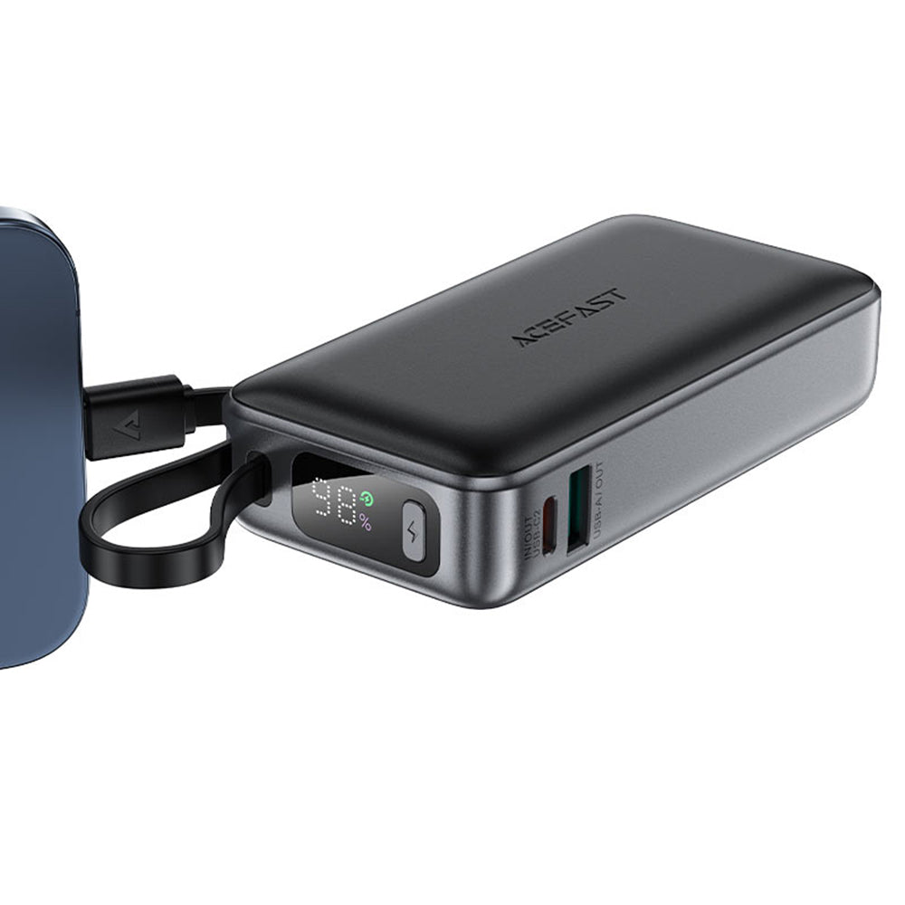 Baterie Externa Acefast M7, 10000mAh, 30W, QC + PD, 1 x USB-A - 2 x USB-C, Neagra