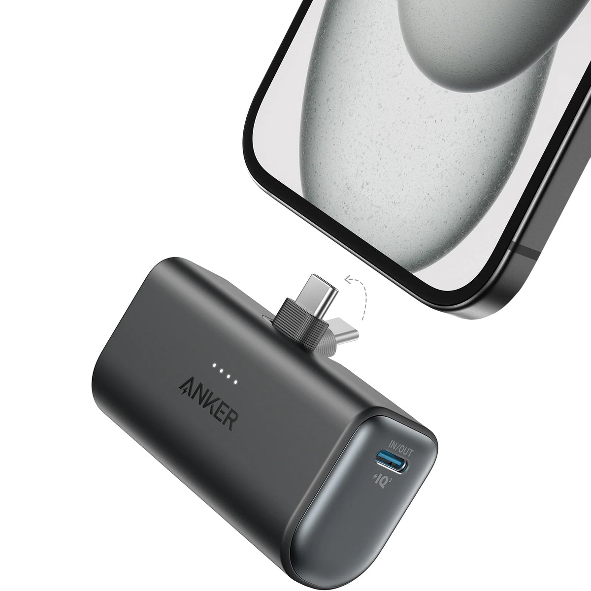 Baterie Externa Anker Nano, 5000mAh, 22.5W, PD, 2 x USB-C, Neagra A1653H11