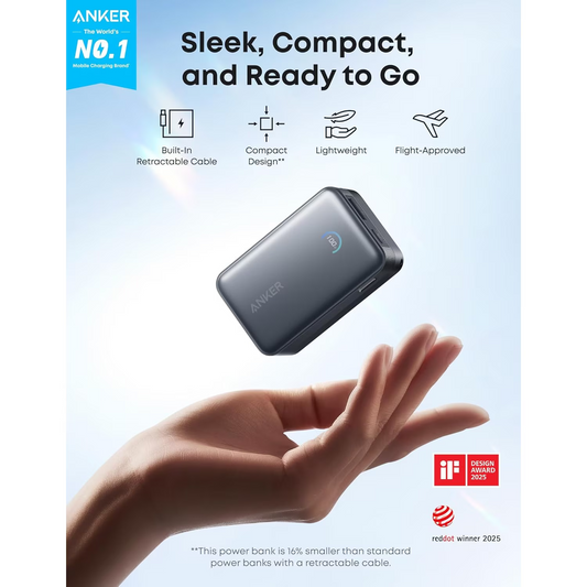 Baterie Externa Anker Nano, 10000mAh, 45W, QC + PD, 1 x USB-A - 1 x USB-C, Neagra A1638H11