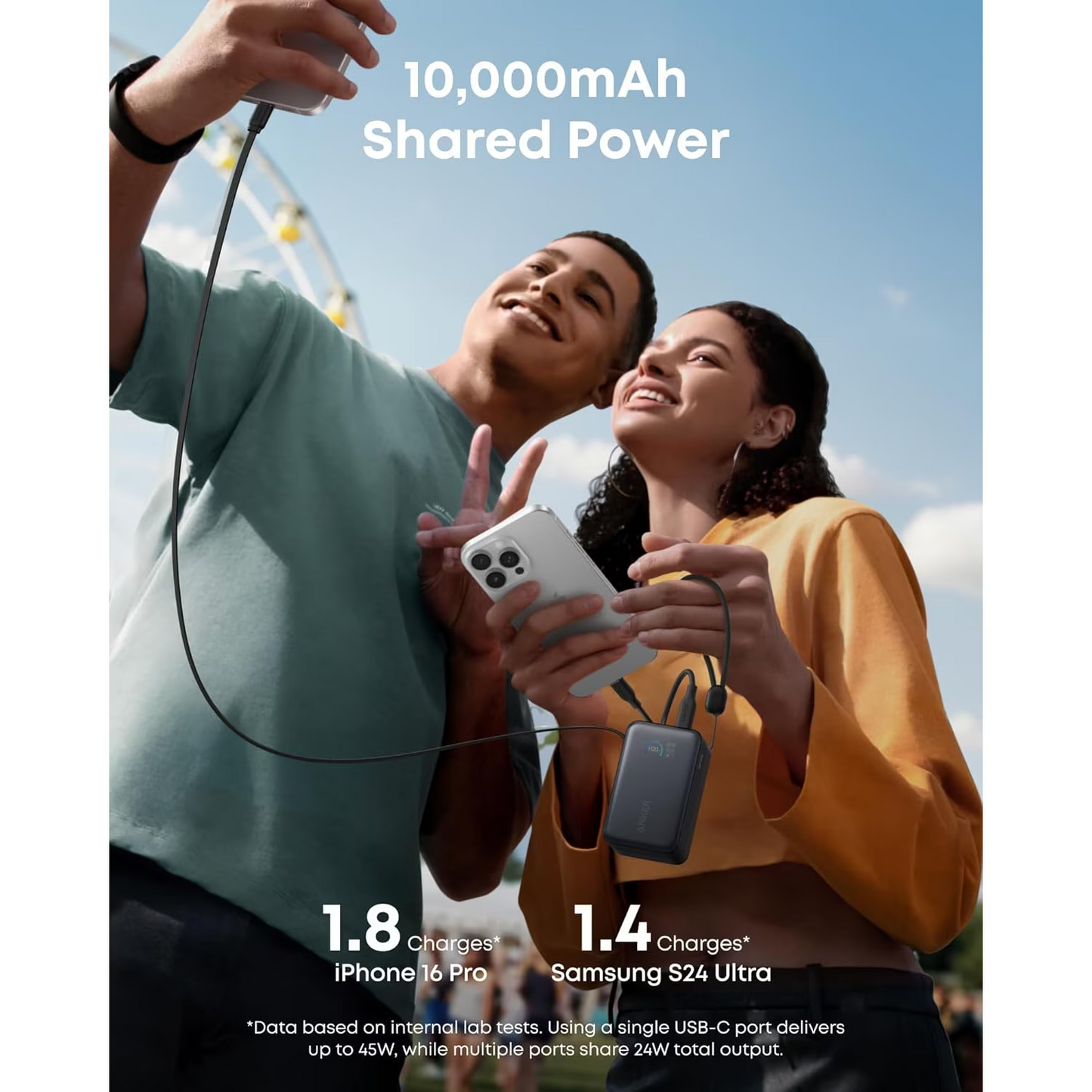 Baterie Externa Anker Nano, 10000mAh, 45W, QC + PD, 1 x USB-A - 1 x USB-C, Neagra A1638H11