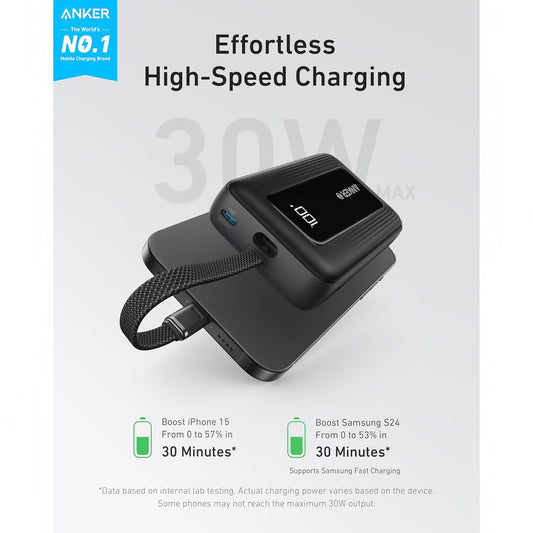 Baterie Externa Anker Zolo, 10000mAh, 30W, QC + PD, 1 x USB-A - 2 x USB-C, Neagra