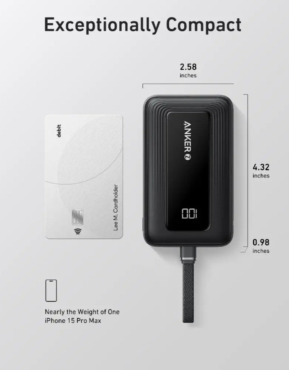 Baterie Externa Anker Zolo, 10000mAh, 30W, QC + PD, 1 x USB-A - 2 x USB-C, Neagra A1688H11