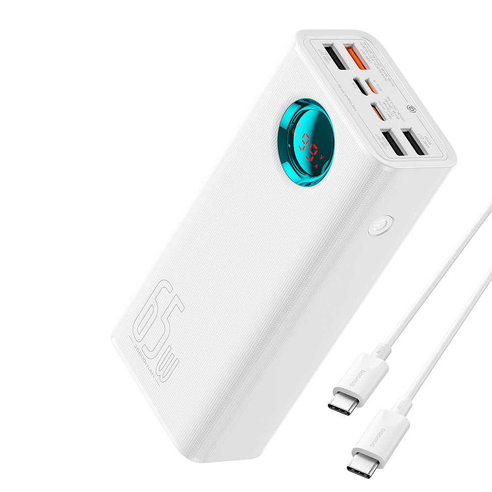 Baterie Externa Baseus Amblight Digital Display, 26800mAh, 65W, QC + PD, 1 x USB-C - 4 x USB-A, Alba P10022402223-00