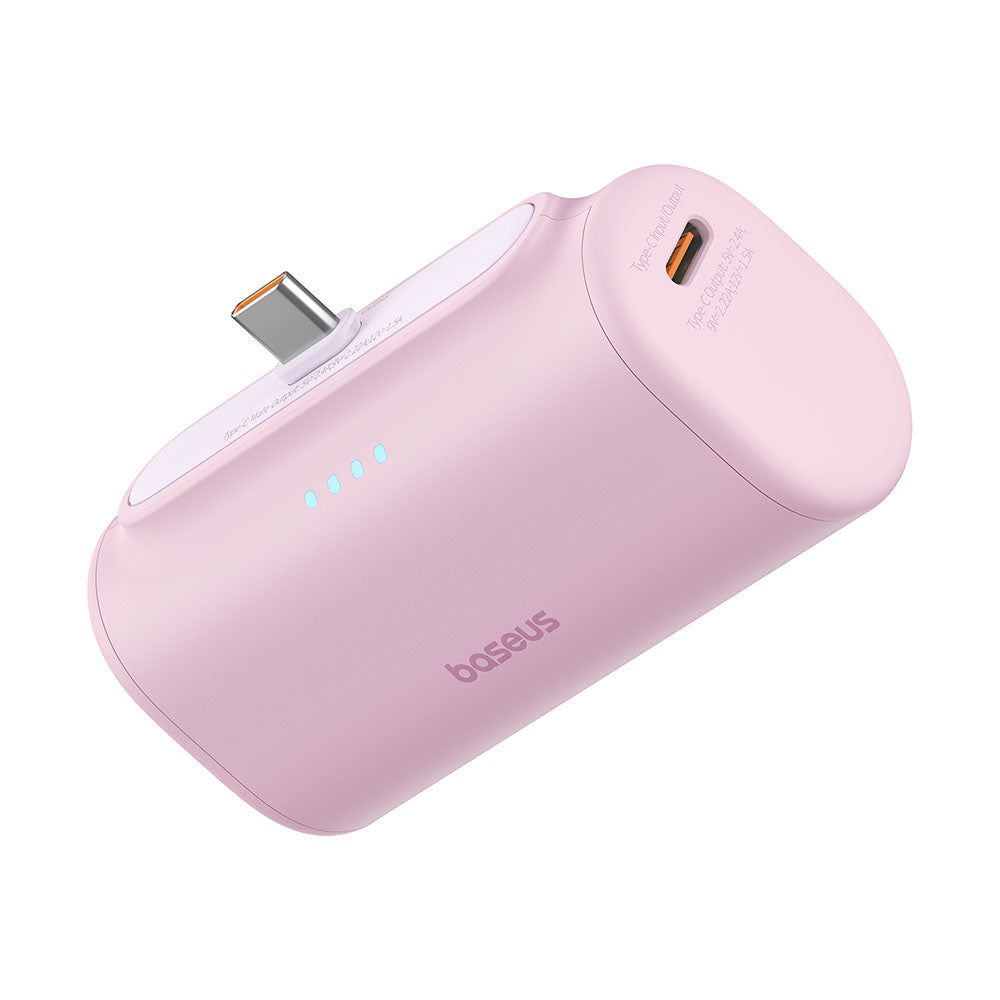 Baterie Externa Baseus Compact, 5000mAh, 20W, PD, 2 x USB-C, Roz P10068306413-00