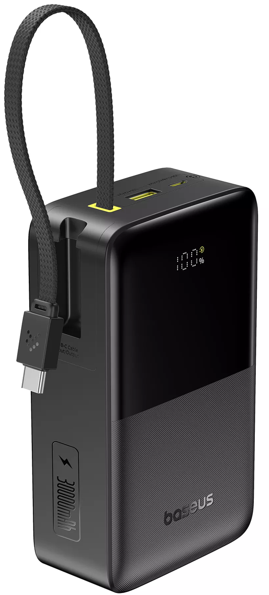 Baterie Externa Baseus EnerFill Bipow2 Pro, 30000mAh, 22.5W, QC + PD, 1 x USB-A - 2 x USB-C, Neagra E0028100