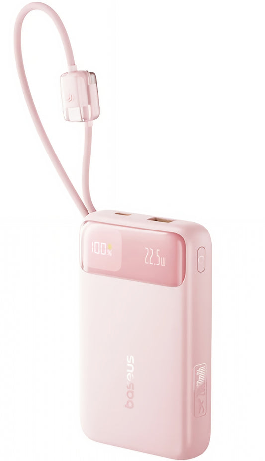 Baterie Externa Baseus EnerFill FC11, 10000mAh, 22.5W, QC + PD, 1 x Lightning - 1 x USB-A - 2 x USB-C, Roz E0027R07
