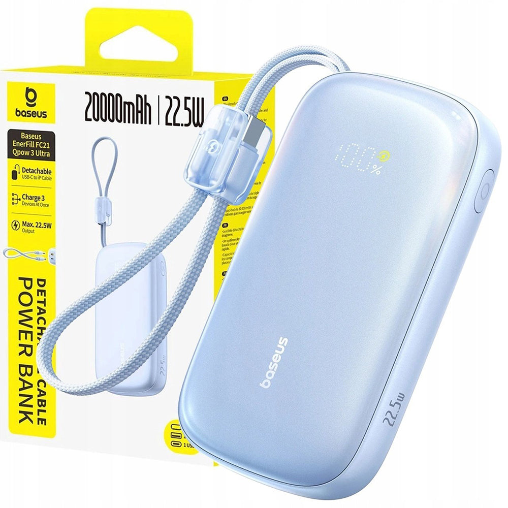 Baterie Externa Baseus EnerFill FC21 Qpow 3 Ultra, 10000mAh, 45W, QC + PD, 1 x USB-A - 1 x USB-C, Albastra E0027Q03