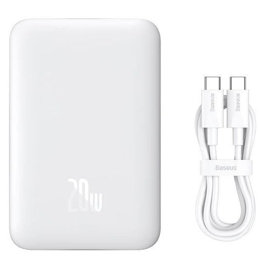 Baterie Externa Baseus Magnetic Mini, 10000mAh, 20W, PD + FQI, 1 x USB-C, Alba P10059001223-00