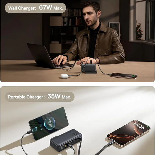 Baterie Externa Baseus Nomos NT11 Omni US, 10000mAh, 67W, QC + PD, 1 x USB-A - 2 x USB-C, Neagra P10078807123-00