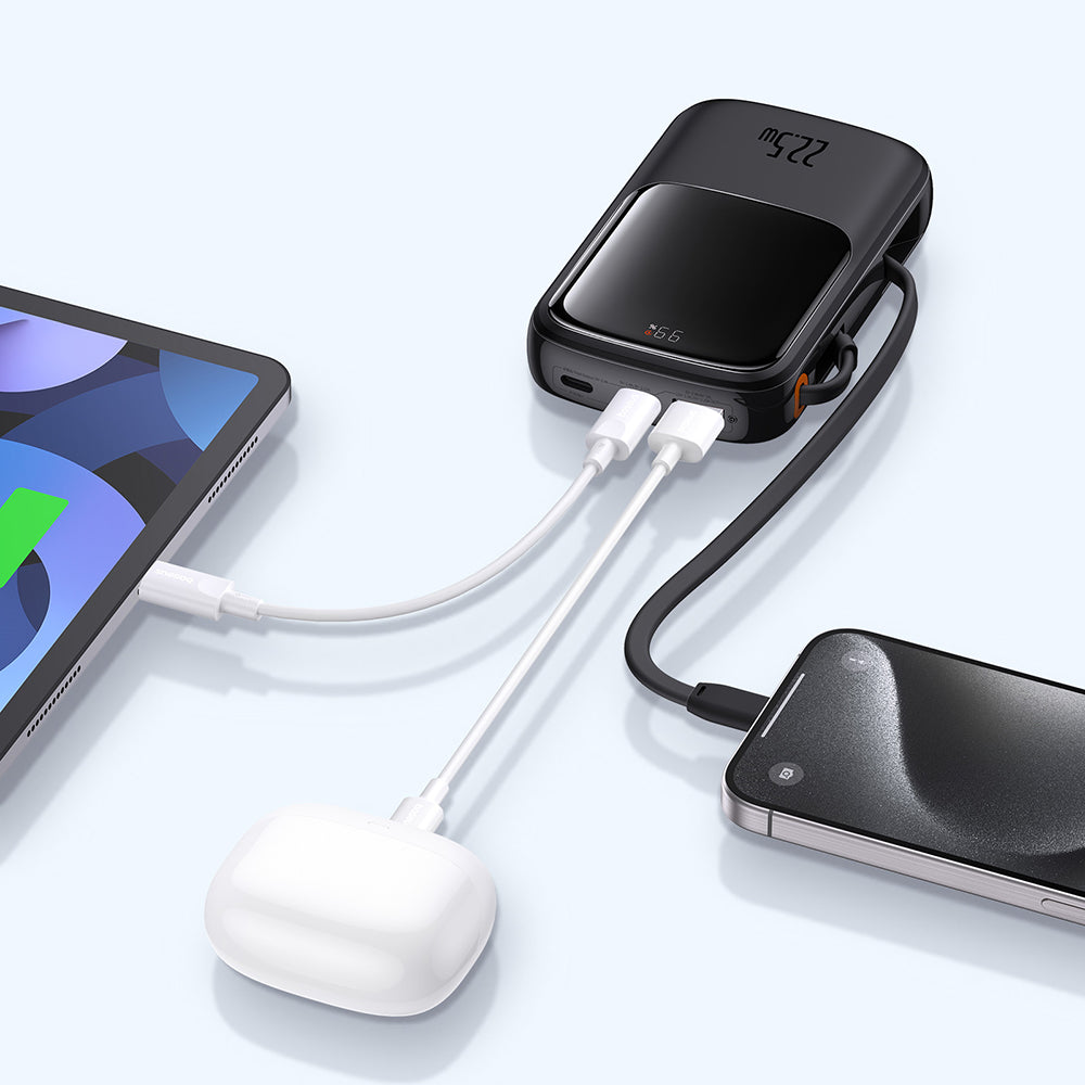 Baterie Externa Baseus Qpow Pro+, 10000mAh, 22.5W, QC + PD, 1 x USB-A - 2 x USB-C, Neagra P10067101113-00