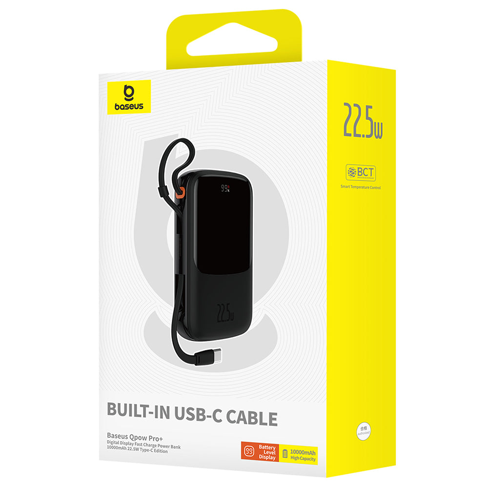 Baterie Externa Baseus Qpow Pro+, 10000mAh, 22.5W, QC + PD, 1 x USB-A - 2 x USB-C, Neagra P10067101113-00