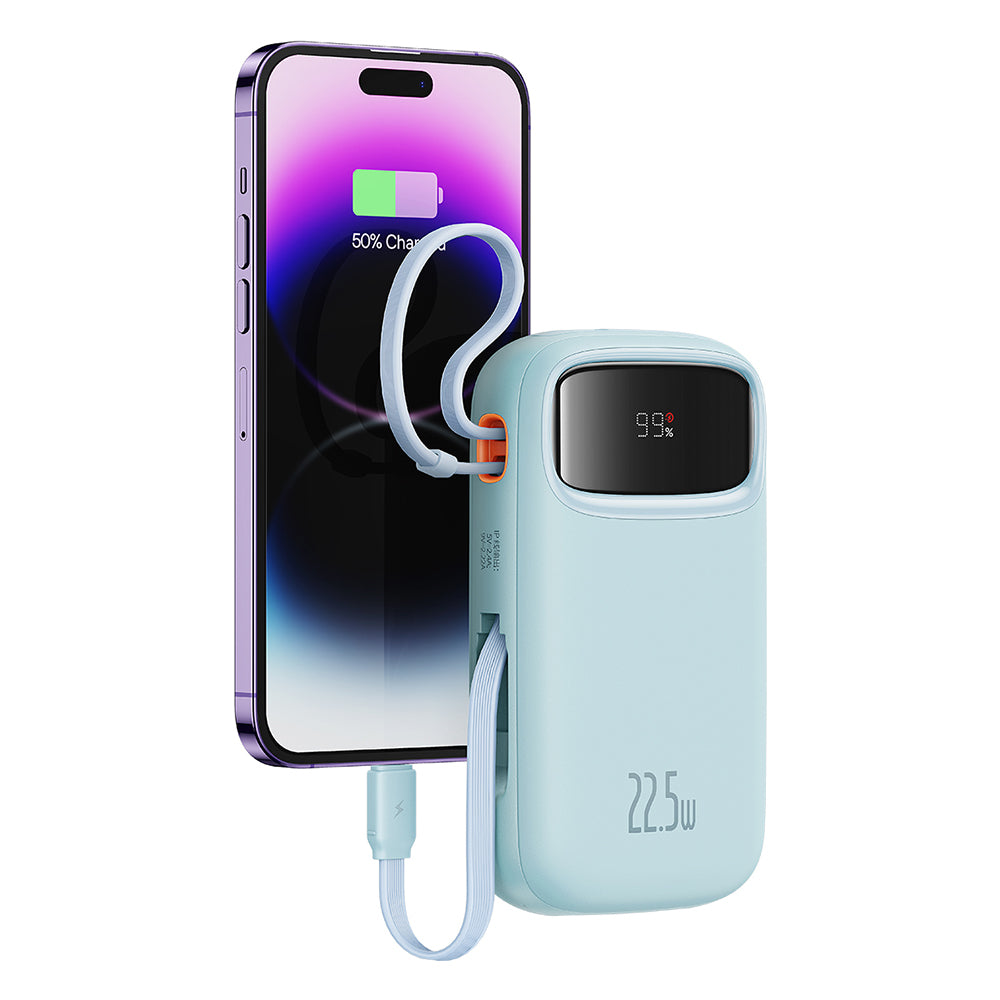 Baterie Externa Baseus Qpow Pro+, 20000mAh, 22.5W, QC + PD, 1 x Lightning - 1 x USB-A - 2 x USB-C, Albastra P10055002313-00