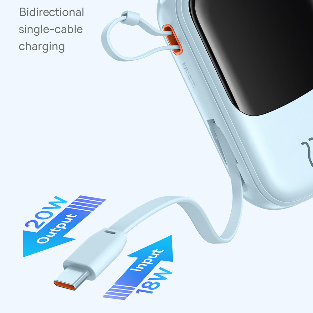 Baterie Externa Baseus Qpow Pro+, 20000mAh, 22.5W, QC + PD, 1 x USB-A - 2 x USB-C, Albastra P10067103313-00