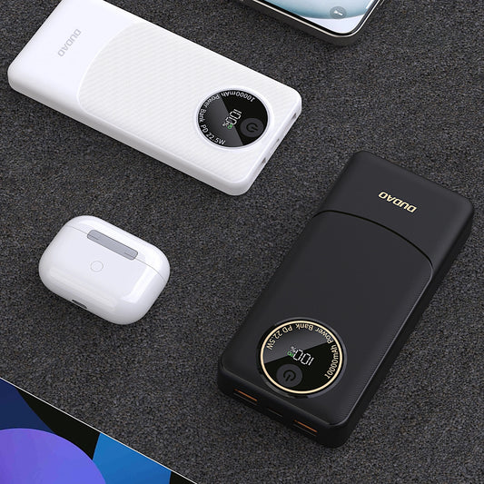 Baterie Externa Dudao K12, 10000mAh, 22.5W, QC + PD, 1 x USB-C - 2 x USB-A, Alba