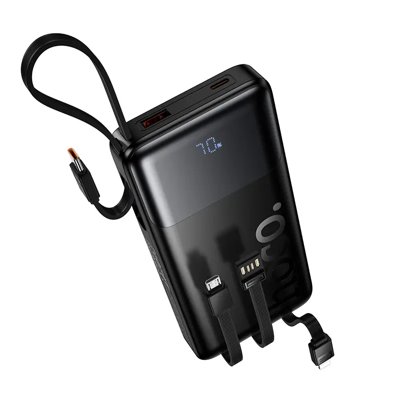 Baterie Externa HOCO J156 Founder, 10000mAh, 22.5W, QC + PD, 1 x Lightning - 1 x microUSB - 1 x USB-A - 2 x USB-C, Neagra