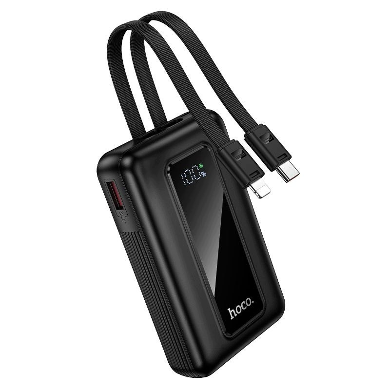 Baterie Externa HOCO J162, 10000mAh, 22.5W, QC + PD, 1 x Lightning - 1 x USB-A - 2 x USB-C, Neagra