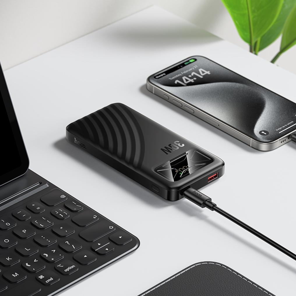 Baterie Externa HOCO Q42, 10000mAh, 30W, QC + PD, 1 x USB-A - 1 x USB-C, Neagra