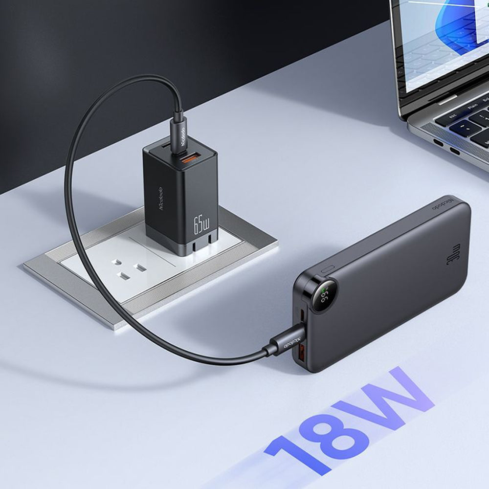 Baterie Externa McDodo MC-3850 Display, 10000mAh, 30W, QC + PD, 1 x USB-A - 2 x USB-C, Neagra
