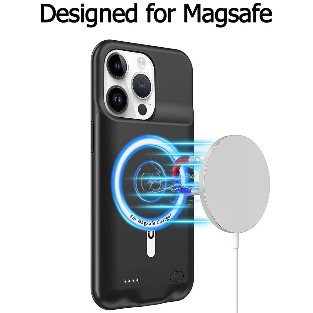 Baterie Externa Tip Husa Wireless Techsuit Power Pro Battery pentru Apple iPhone 15 Pro, 7000mAh, Neagra