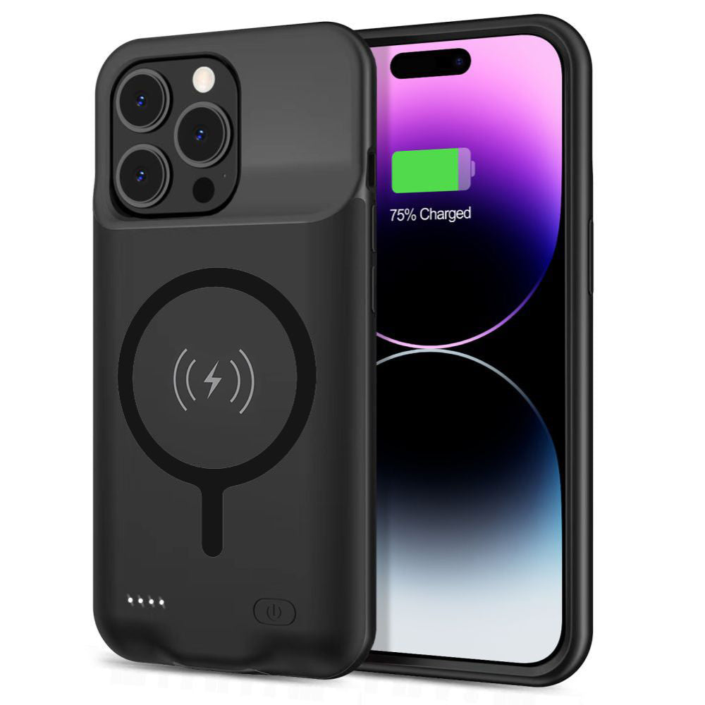 Baterie Externa Tip Husa Wireless Techsuit Power Pro Battery pentru Apple iPhone 15 Pro Max, 8500mAh, Neagra
