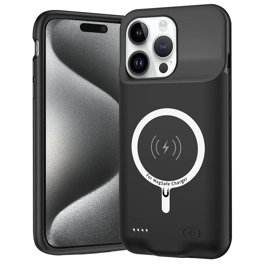 Baterie Externa Tip Husa Wireless Techsuit Power Pro Battery pentru Apple iPhone 15 Pro Max, 8500mAh, Neagra