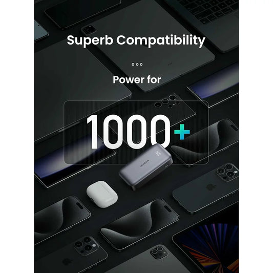 Baterie Externa UGREEN PB502, 10000mAh, 30W, QC + PD, 1 x USB-A - 1 x USB-C, Gri