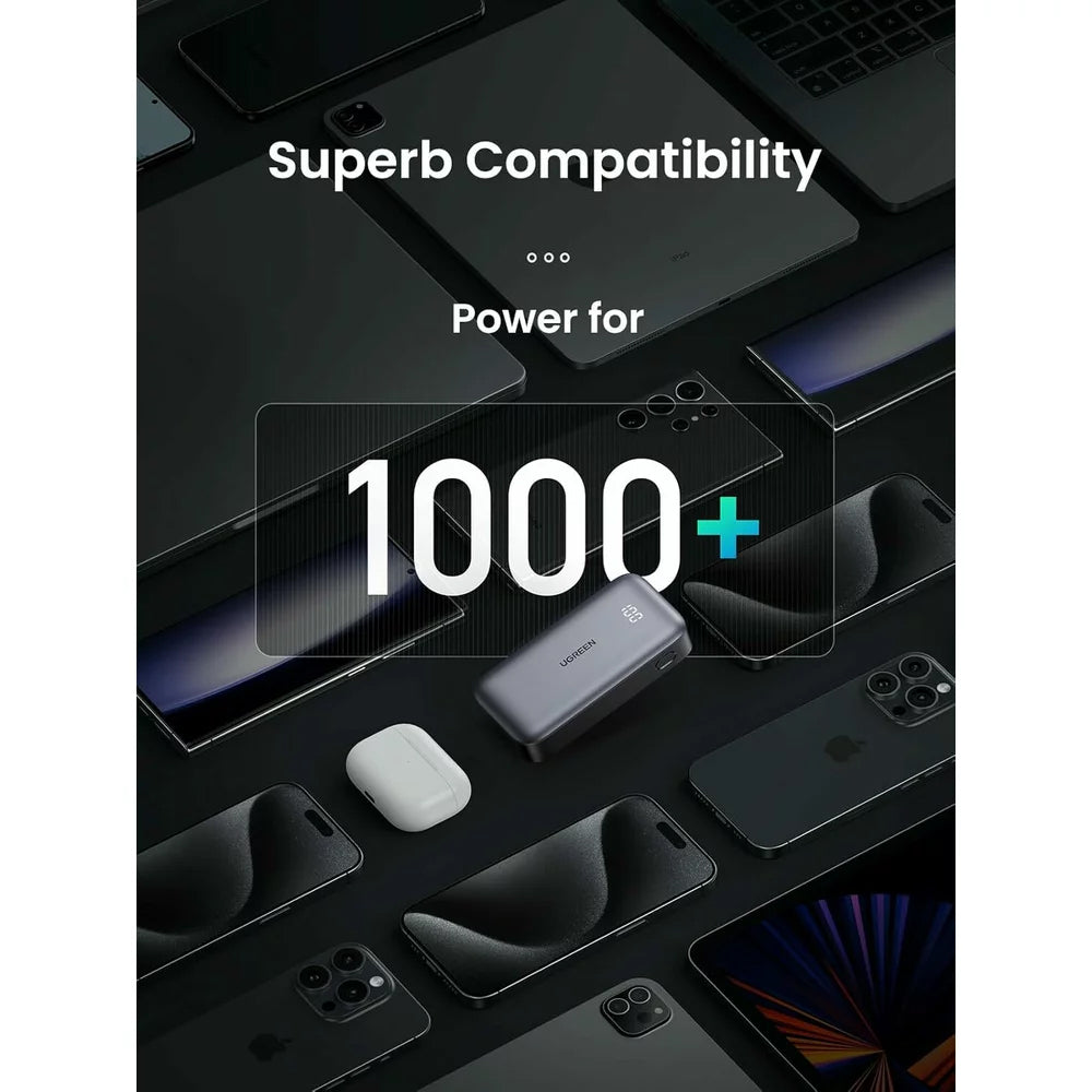 Baterie Externa UGREEN PB502, 10000mAh, 30W, QC + PD, 1 x USB-A - 1 x USB-C, Gri