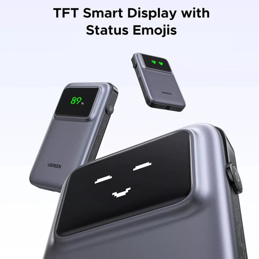 Baterie Externa UGREEN PB511 Uno, 10000mAh, 30W, QC + PD, 1 x USB-A - 2 x USB-C, Gri
