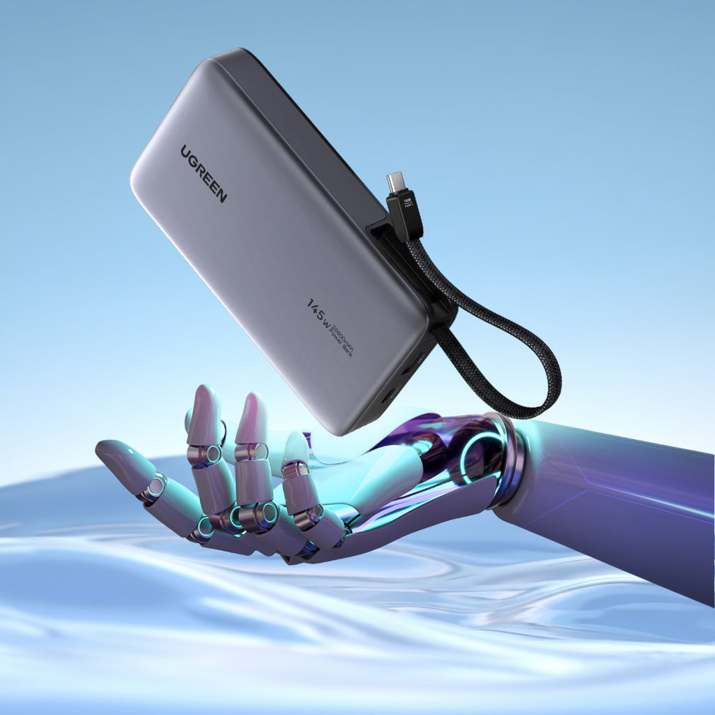Baterie Externa UGREEN PB551 (55992B), 20000mAh, 145W, QC + PD, 1 x USB-A - 2 x USB-C, Gri