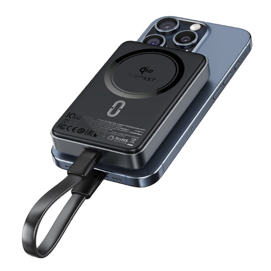 Baterie Externa Wireless Acefast M11, 10000mAh, 30W, PD + FQI, 1 x QI - 1 x USB-C, Neagra