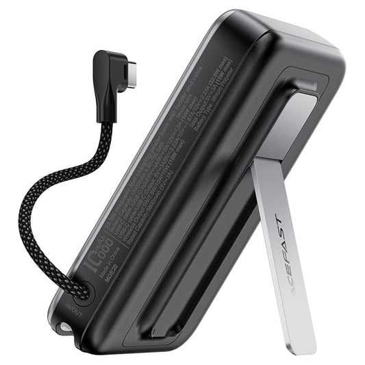 Baterie Externa Wireless Acefast M24, 10000mAh, 22.5W, PD + FQI, 1 x QI - 2 x USB-C, Gri