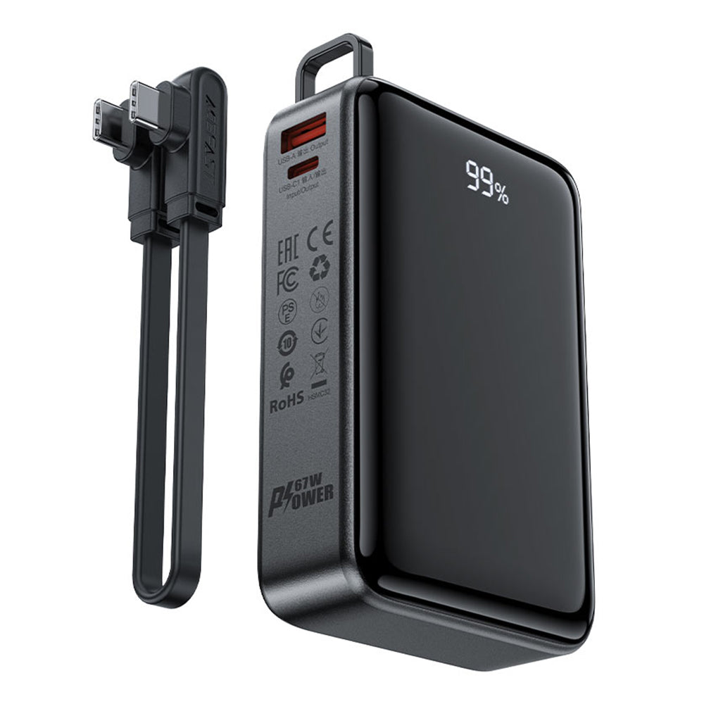 Baterie Externa Acefast M4, 20000mAh, 67W, PD, 1 x USB-A - 2 x USB-C, Neagra