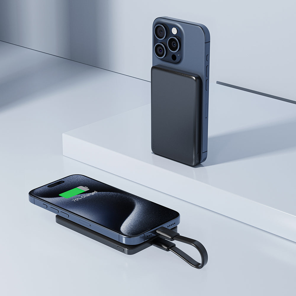 Baterie Externa Wireless Acefast M8, 5000mAh, 18W, PD + FQI, 1 x QI - 1 x USB-C, Neagra