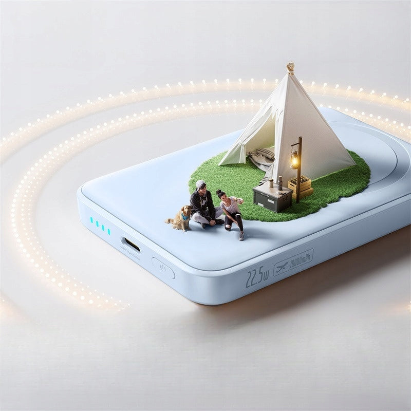 Baterie Externa Wireless Baseus EnerFill FM11 Ultra-Mini, 10000mAh, 22.5W, PD + FQI, 1 x QI - 1 x USB-C, Albastra P1008210E313-00