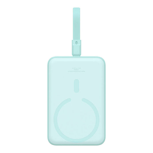 Baterie Externa Wireless Baseus Magnetic Mini, 10000mAh, 20W, PD + FQI, 1 x Lightning - 1 x QI - 1 x USB-C, Verde P10022109333-00